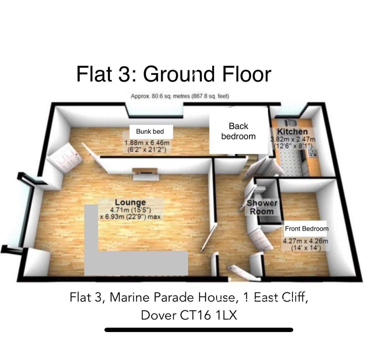 Flat 3 Marine Parade House, 1 East Cliff - Next To Port, White Cliffs, Beach, Castle Apartment *